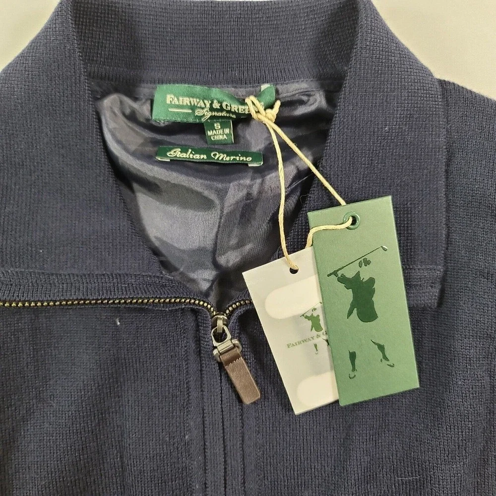 Fairway & Greene Sweater Vest Mens Small Navy Merino Wool Windstopper NEW‎